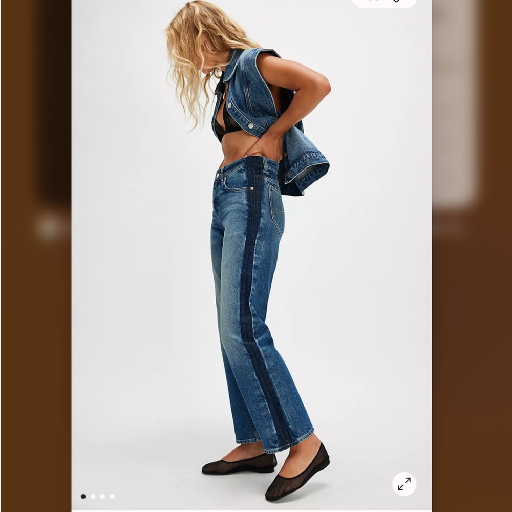 Free People Blue Straight Leg Jeans